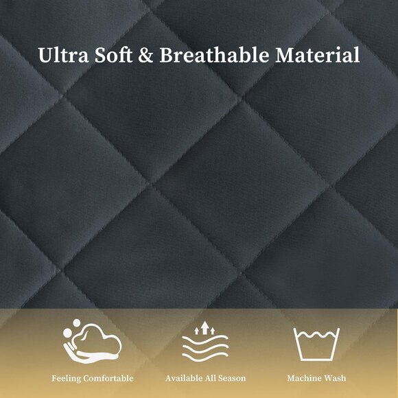 Quilted Fitted Cal King Mattress Pad Cover, Waterproof Mattress Protector, Grey - Picture 7 of 7